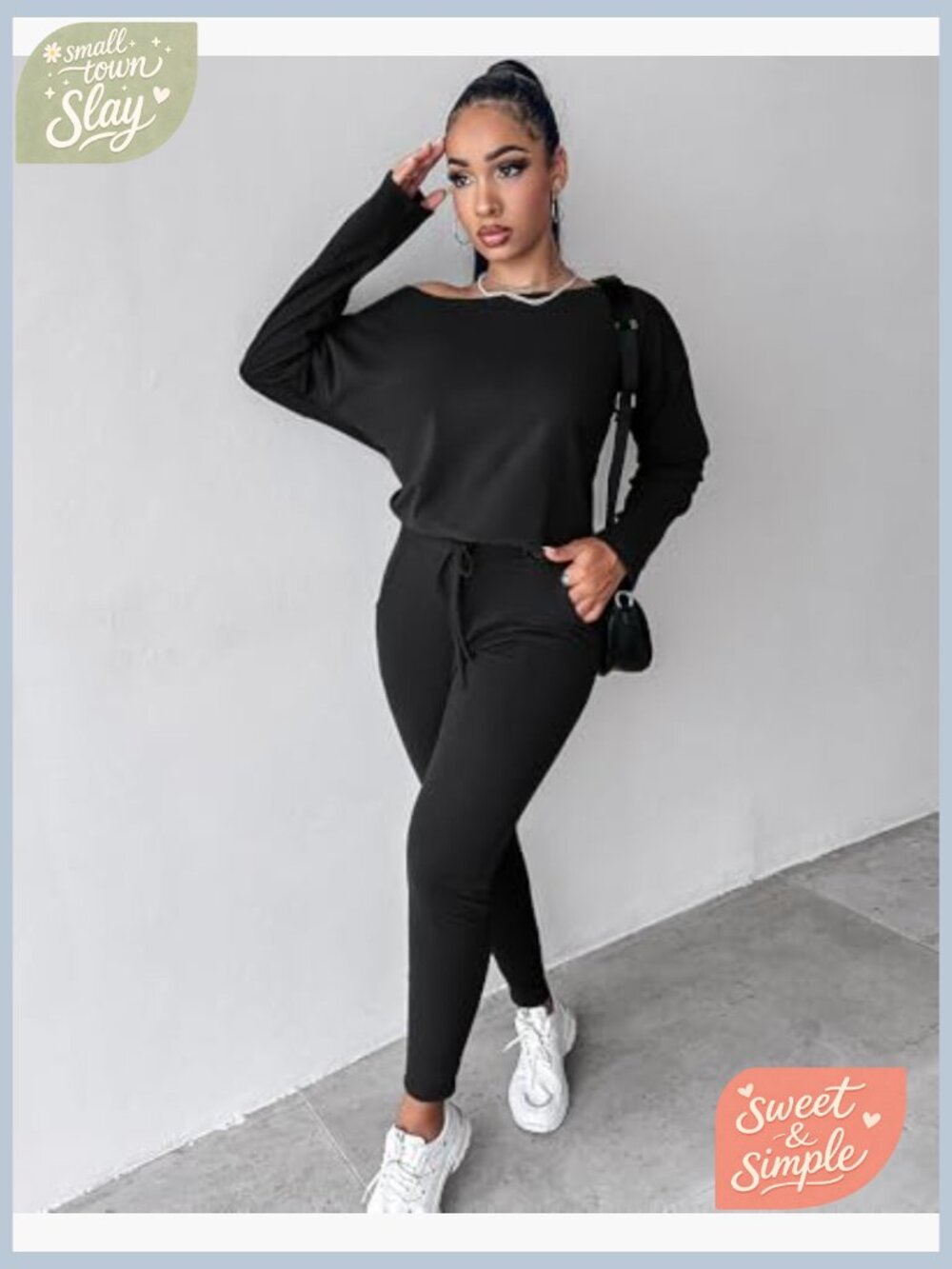 Women's 2-Piece Tracksuit Set Long Sleeve Top & Jogger Pants Loungewear - Picture 6 of 7
